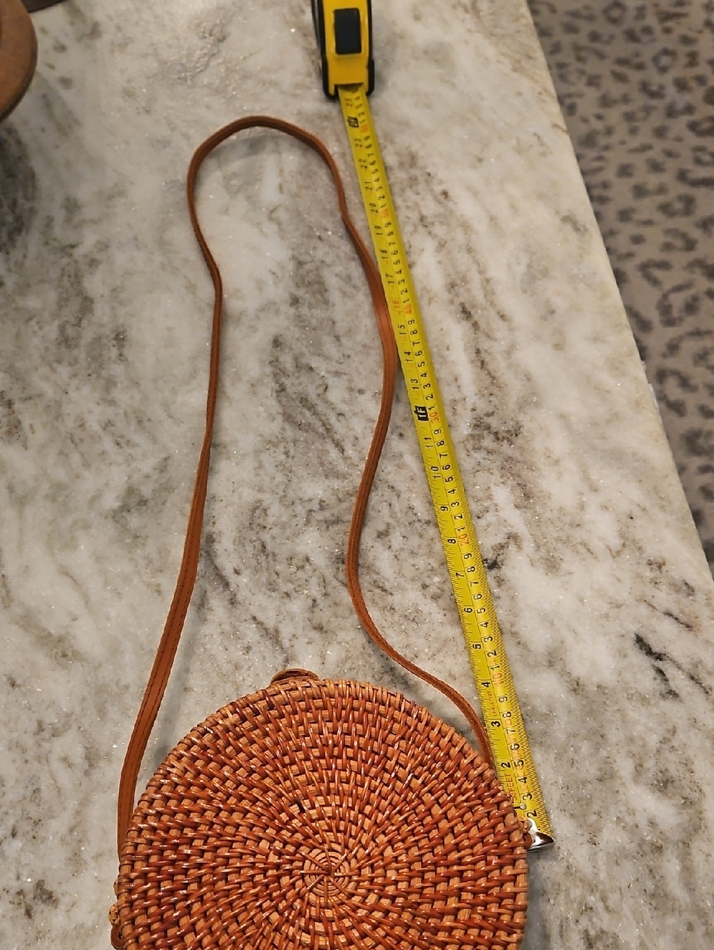 Woven Rattan Round Crossbody Bagn - Picture 8 of 8